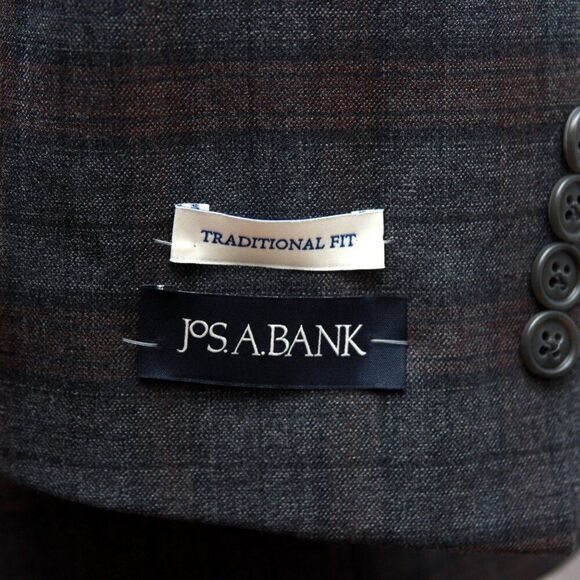 Jos A‎ BANK Windowpane Sportcoat Blazer Jacket Size 44R Grey Plaid D070405 16WC - Picture 9 of 9